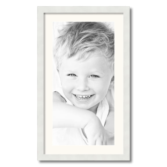 ArtToFrames 16x28 Matted Picture Frame with 12x24 Single Mat Photo Opening Framed in 1.25 Satin White Frame and 2 White Mat (FWM-3966-16x28)