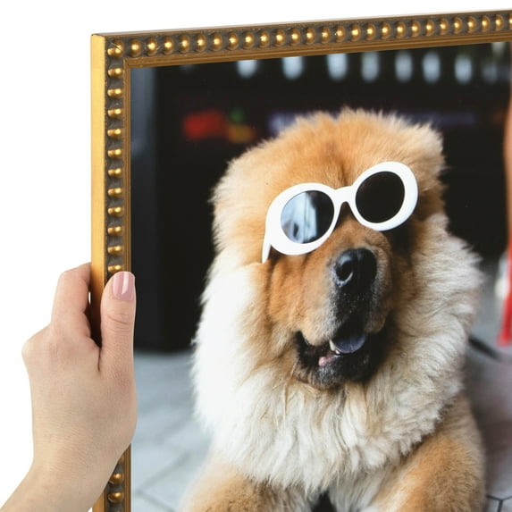 ArtToFrames 16x28 inch Gold Leaf with Bead Compo Picture Frame, Gold Wood Poster Frame (4761)