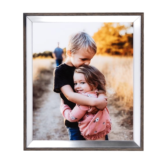 ArtToFrames 16x33" Silver with Stained Grey Picture Frame, Silver Wood Poster Frame, with Regular Acrylic and 2 (FBPL-4767)