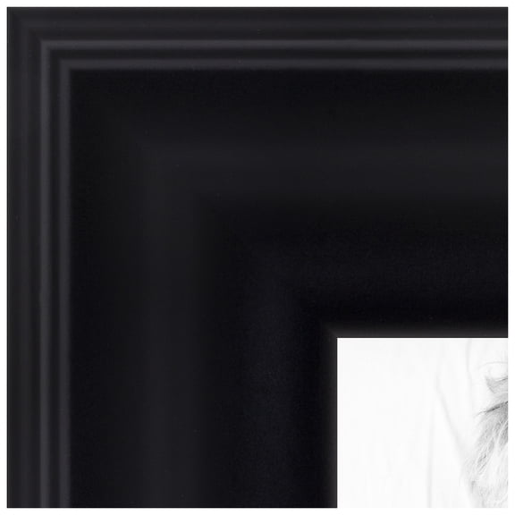 ArtToFrames 17" x 23" Satin Black Reverse Step Picture Frame, 17x23 inch Black Wood Poster Frame (WOM-1419)