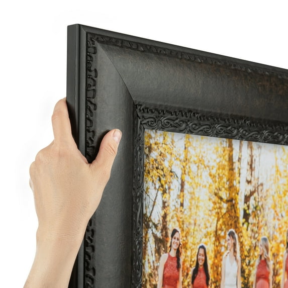 ArtToFrames 17" x 32" Vienna Midnight Ornate Blk Picture Frame, 17x32 inch Black Wood Poster Frame (WOM-5260), Pack