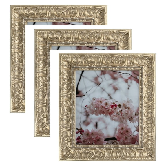 ArtToFrames 17" x 36" Antique Floral Silver Picture Frame, 17x36 inch Multi Wood Poster Frame (WOM-5168), 3 Pack