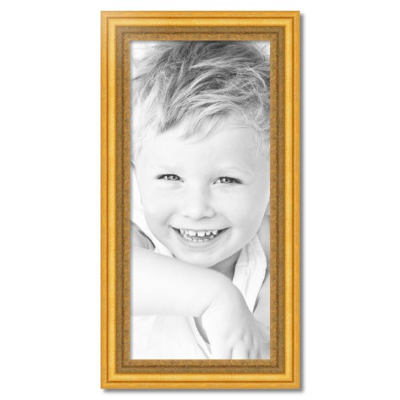 ArtToFrames 17" x 38" Traditional (real) Gold Leaf Picture Frame, 17x38 inch Gold Wood Poster Frame (WOM-4528)