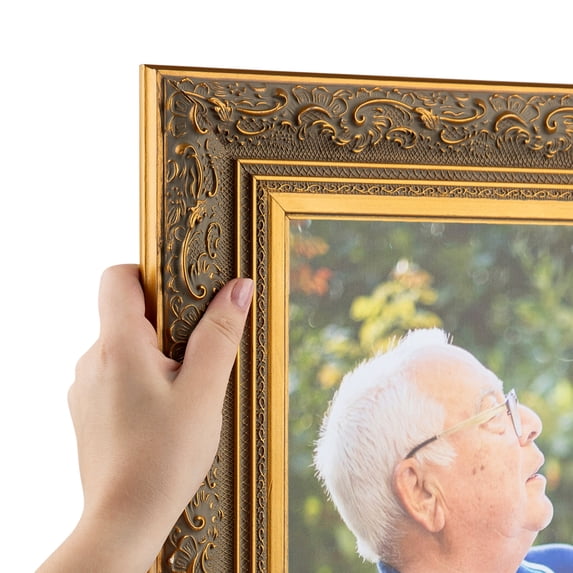 ArtToFrames 17" x 40" Majestic Gold Picture Frame, 17x40 inch Silver Wood Poster Frame (WOM-5122), Pack