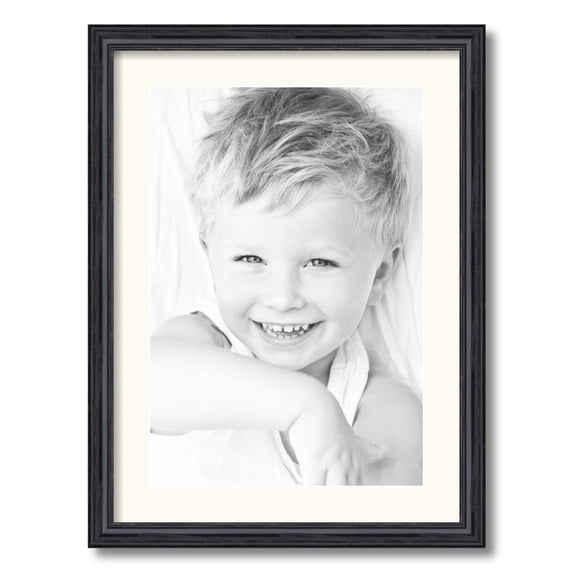 ArtToFrames 17x23" Matted Picture Frame with 13x19" Single Mat Photo Opening Framed in 1.25" Black Stain on Solid Red Oak and 2" Chantilly Mat (FWM-4083-17x23)