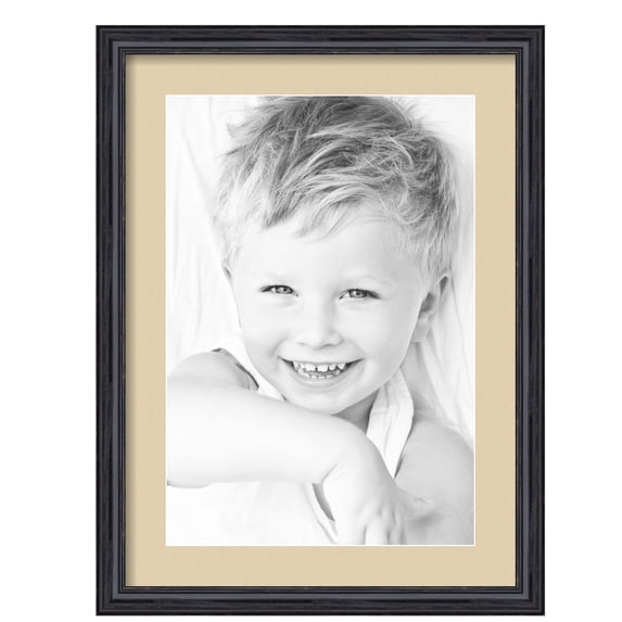ArtToFrames 17x23" Matted Picture Frame with 13x19" Single Mat Photo Opening Framed in 1.25" Black Stain on Solid Red Oak and 2" Seaside Mat (FWM-4083-17x23)