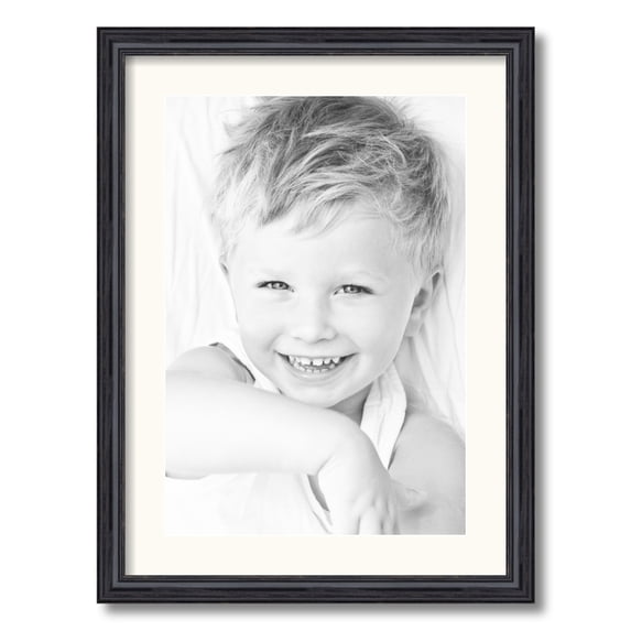 ArtToFrames 17x23 Matted Picture Frame with 13x19 Single Mat Photo Opening Framed in 1.25 Black Stain on Solid Red Oak and 2 White Mat (FWM-4083-17x23)