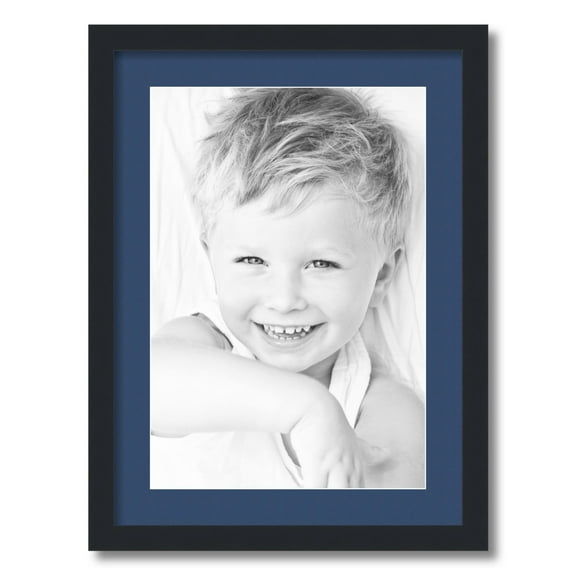 ArtToFrames 17x23 Matted Picture Frame with 13x19 Single Mat Photo Opening Framed in 1.25 Satin Black and 2 Delft Blue Mat (FWM-3926-17x23)