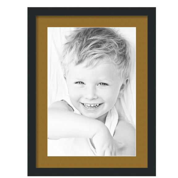 ArtToFrames 17x23" Matted Picture Frame with 13x19" Single Mat Photo Opening Framed in 1.25" Satin Black and 2" El Dorado Mat (FWM-3926-17x23)