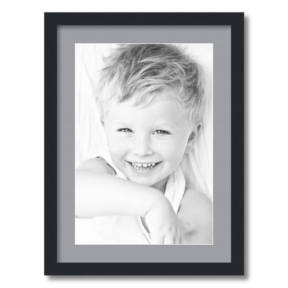 ArtToFrames 17x23 Matted Picture Frame with 13x19 Single Mat Photo Opening Framed in 1.25 Satin Black and 2 Silver Mat (FWM-3926-17x23)