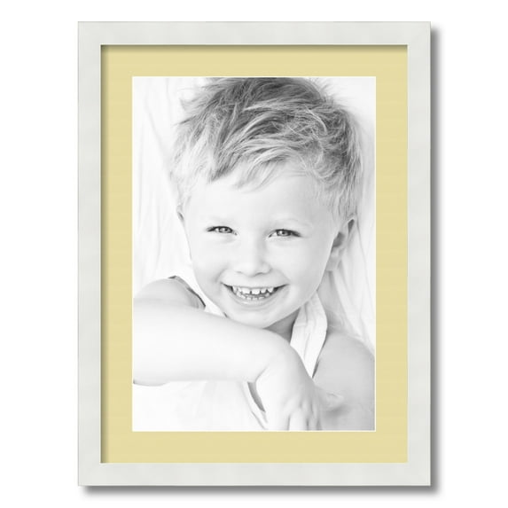 ArtToFrames 17x23 Matted Picture Frame with 13x19 Single Mat Photo Opening Framed in 1.25 Satin White Frame and 2 Buttercup Mat (FWM-3966-17x23)