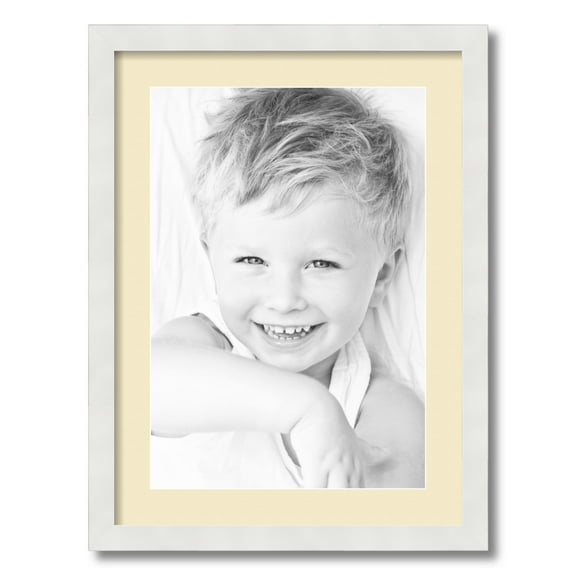 ArtToFrames 17x23 Matted Picture Frame with 13x19 Single Mat Photo Opening Framed in 1.25 Satin White Frame and 2 Cream Mat (FWM-3966-17x23)
