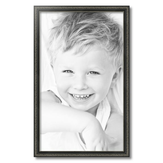 ArtToFrames 17x28 inch Antique Black Picture Frame, Black 17" x 28" Wood Poster Frame (WOM-5106) 1234
