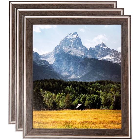 ArtToFrames 18" x 22" Contrast Grey Picture Frame, 18x22 inch Gray Wood Poster Frame (WOM-4930), 3 Pack