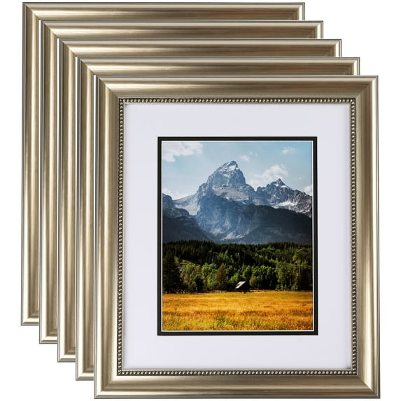 ArtToFrames 18" x 22" Regency Silver Picture Frame, 18x22 inch Silver Wood Poster Frame (WOM-5023), 5 Pack