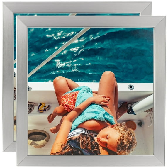 ArtToFrames 18" x 22" Stainless Steel Picture Frame, 18x22 inch Silver MDF Poster Frame (WOM-3882), 2 Pack