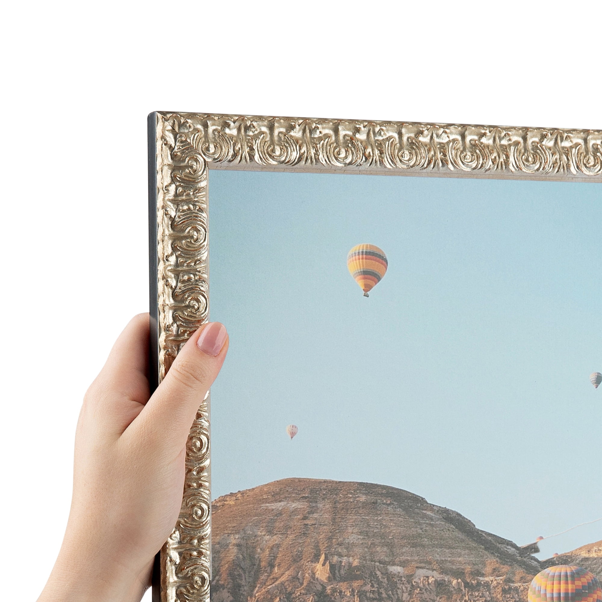 ArtToFrames 18" x 24" 1" wide - Silver Thin Picture Frame, 18x24 inch Silver Wood Poster Frame (WOM-4904), 4 Pack