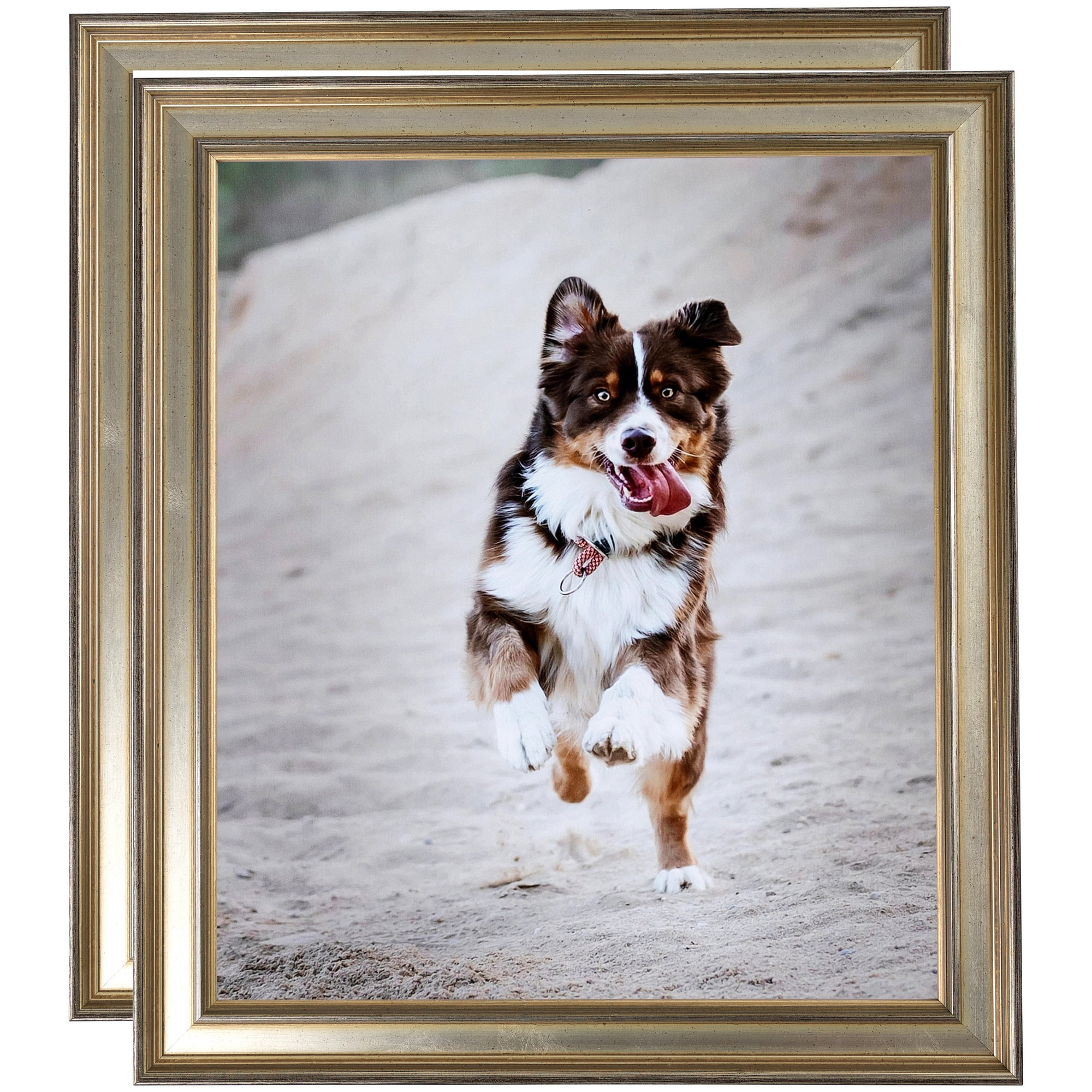 ArtToFrames 18" x 24" Antique Silver Panel Picture Frame, 18x24 inch Silver Wood Poster Frame (WOM-4760), 2 Pack