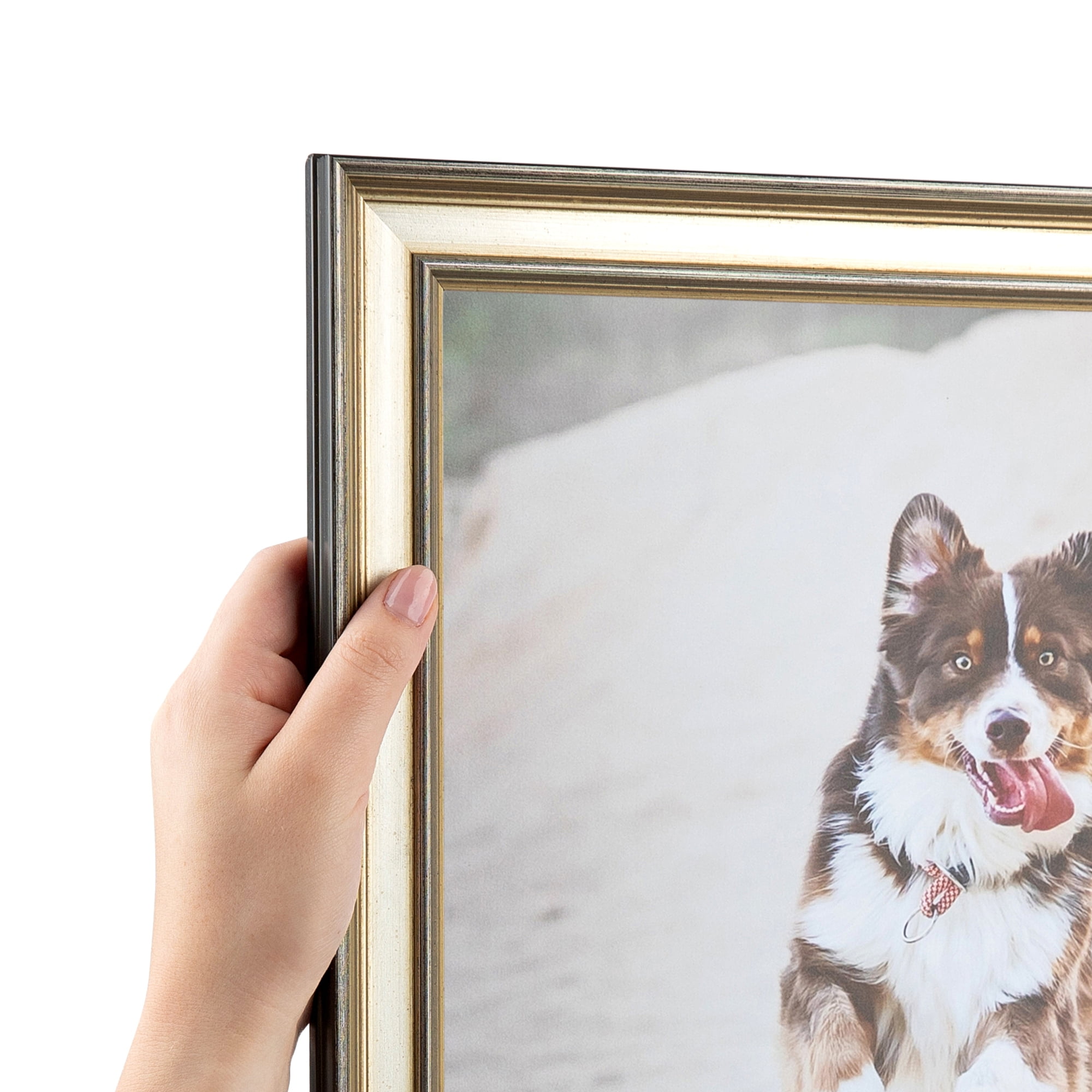 ArtToFrames 18" x 24" Antique Silver Panel Picture Frame, 18x24 inch Silver Wood Poster Frame (WOM-4760)