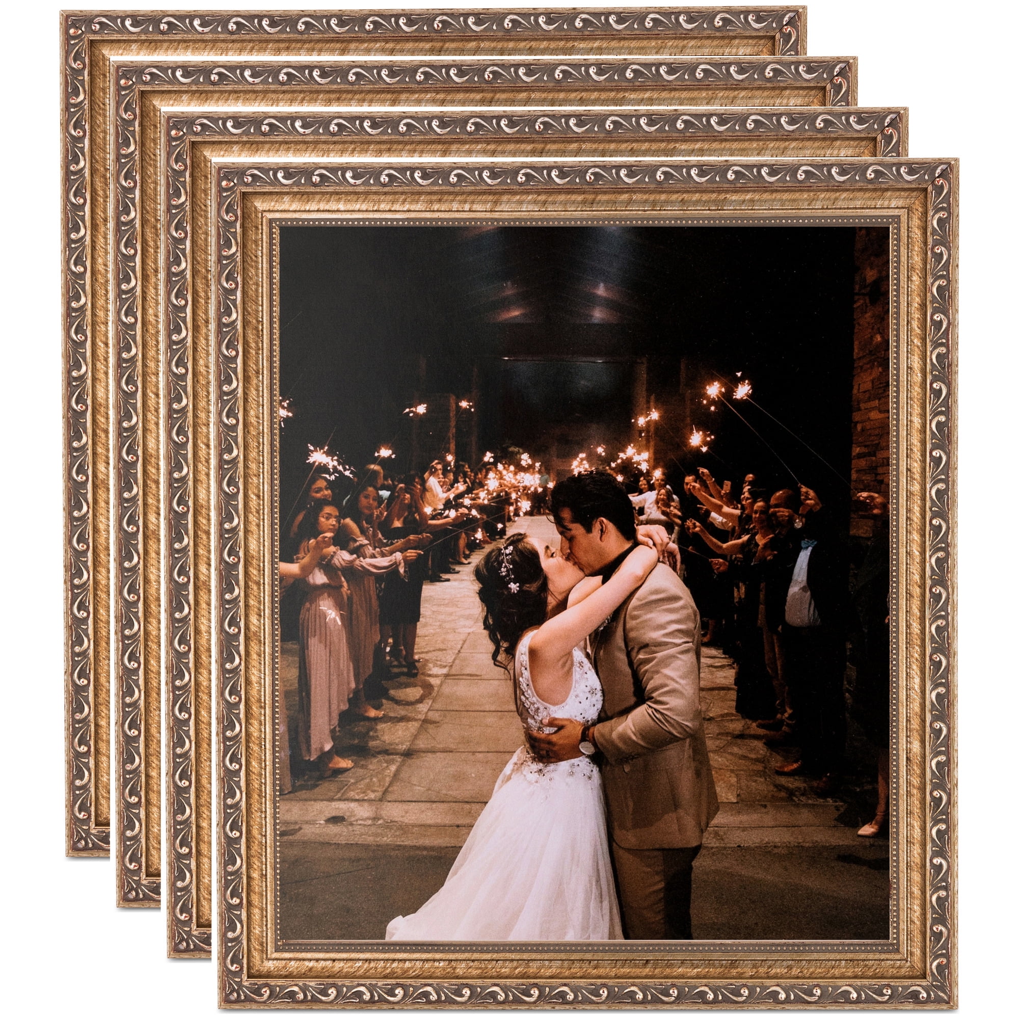 ArtToFrames 18" x 24" Antique Silver Picture Frame, 18x24 inch Silver Wood Poster Frame (WOM-4562), 4 Pack