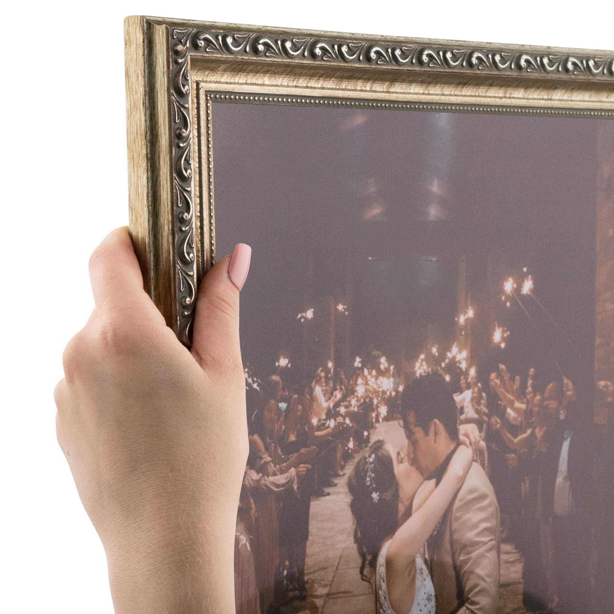 ArtToFrames 18" x 24" Antique Silver Picture Frame, 18x24 inch Silver Wood Poster Frame (WOM