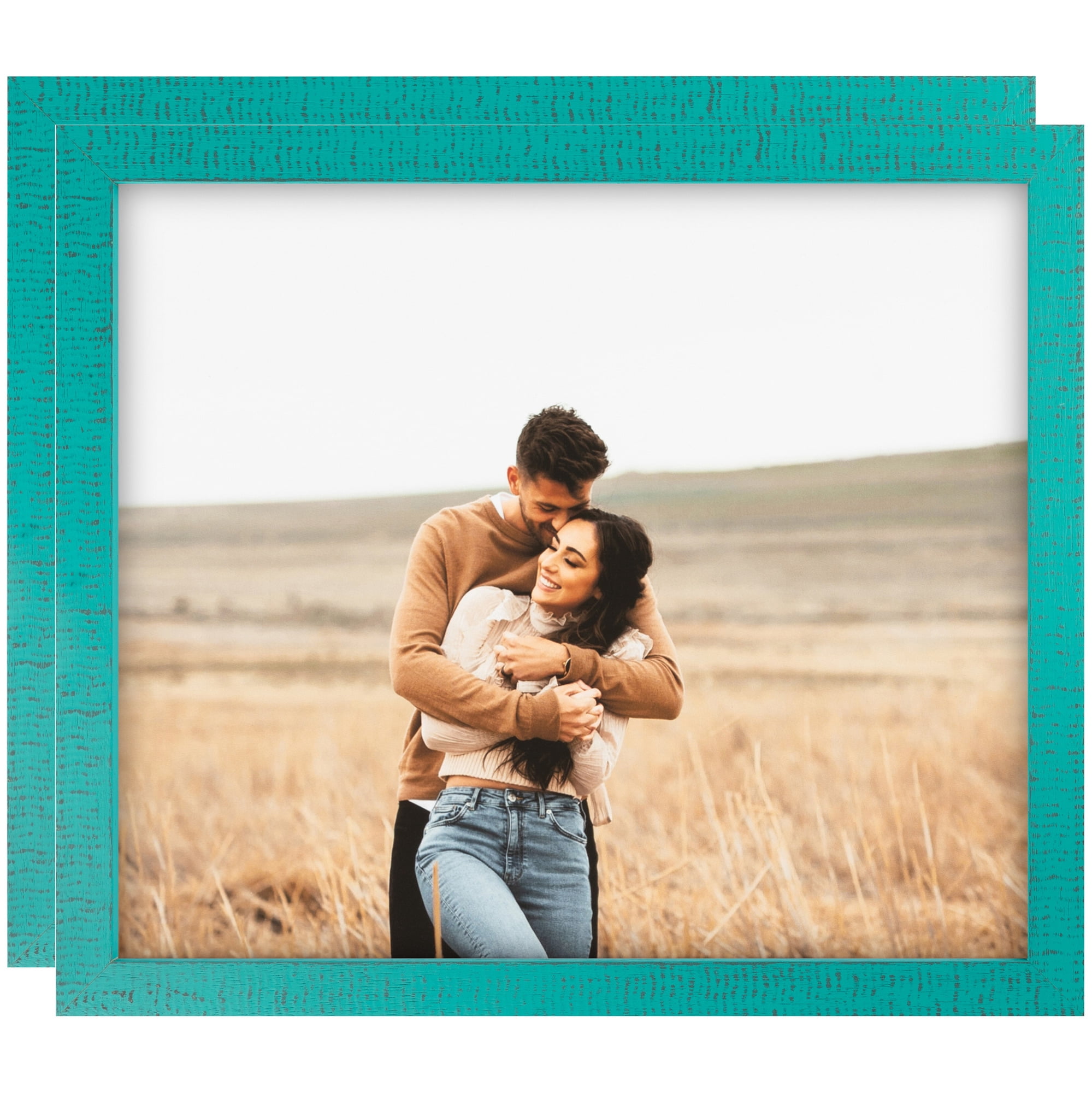 ArtToFrames 18" x 24" Aqua Picture Frame, 18x24 inch Green Wood Poster Frame (WOM-5186), 2 Pack