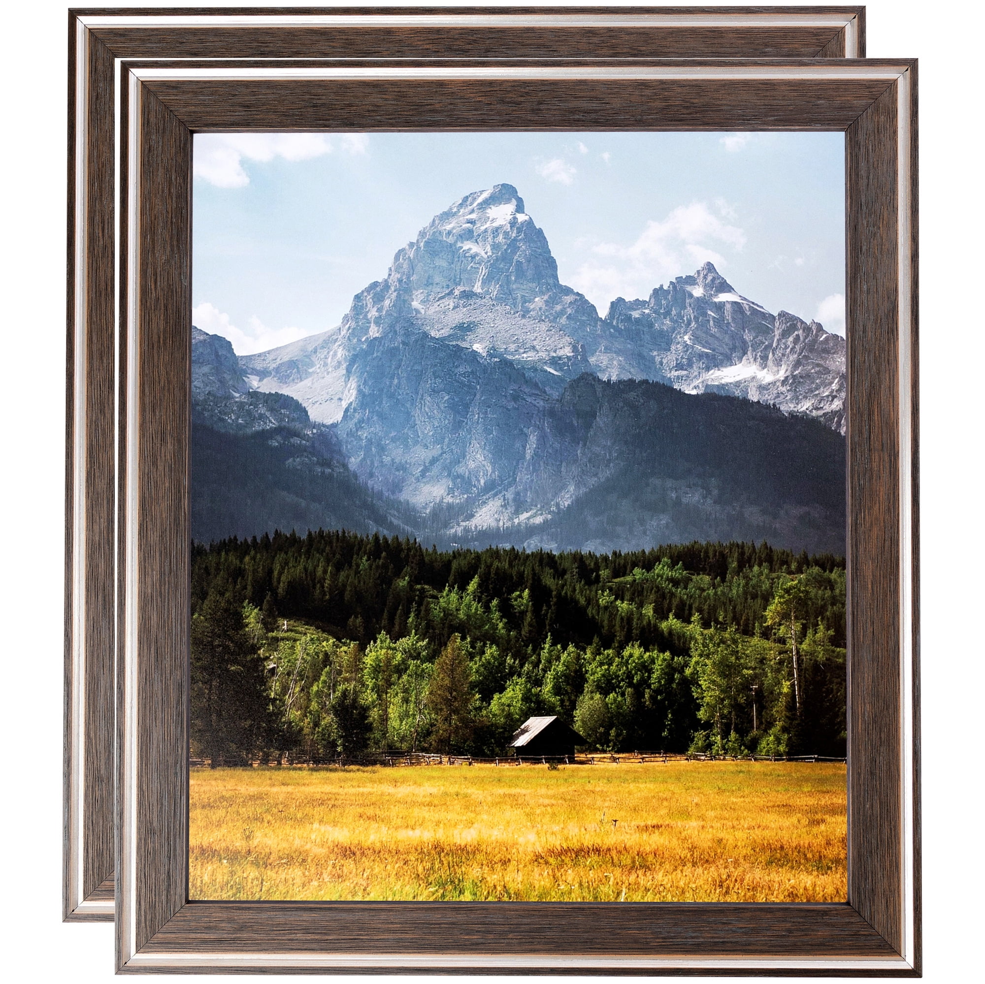 ArtToFrames 18" x 24" Contrast Grey Picture Frame, 18x24 inch Gray Wood Poster Frame (WOM-4930), 2 Pack