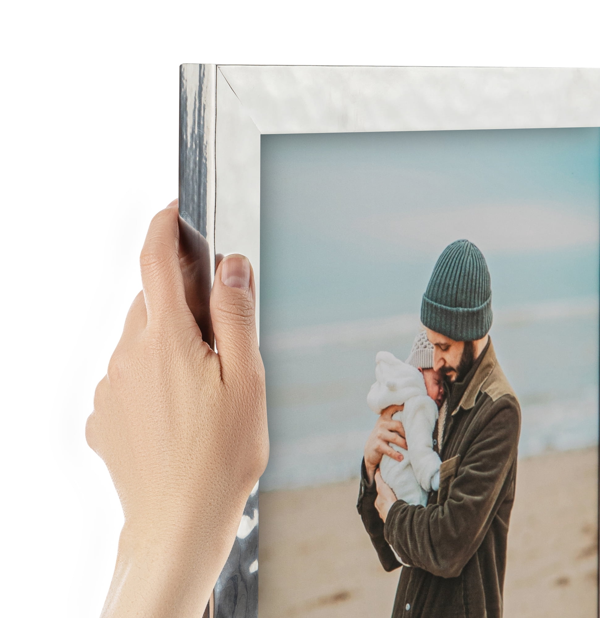 ArtToFrames 18" x 24" Hammered Steel Metallic Picture Frame, 18x24 inch Silver Wood Poster Frame (WOM-5264),  Pack