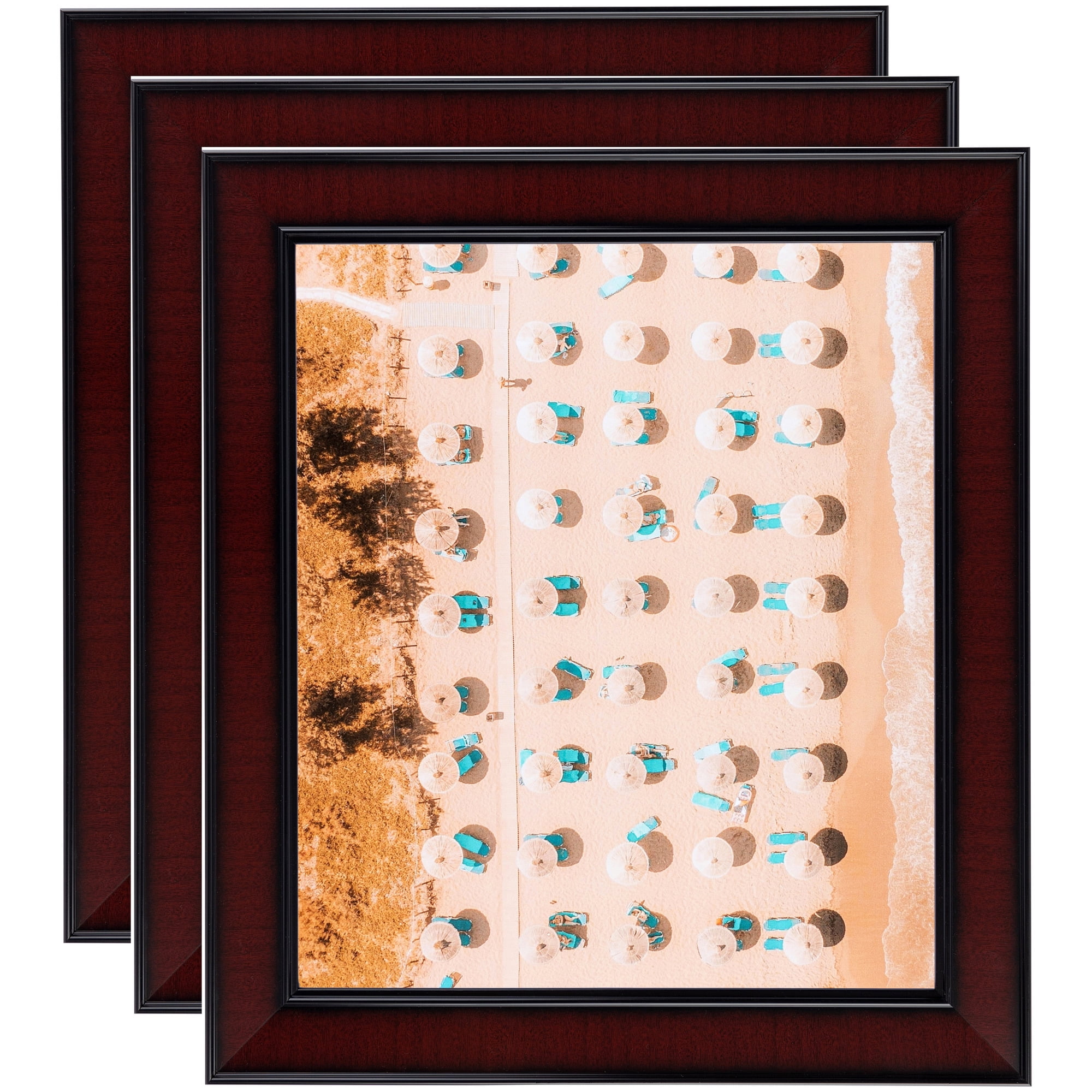 ArtToFrames 18" x 24" Honors Mahogany Picture Frame, 18x24 inch Brown Wood Poster Frame (WOM-5155), 3 Pack