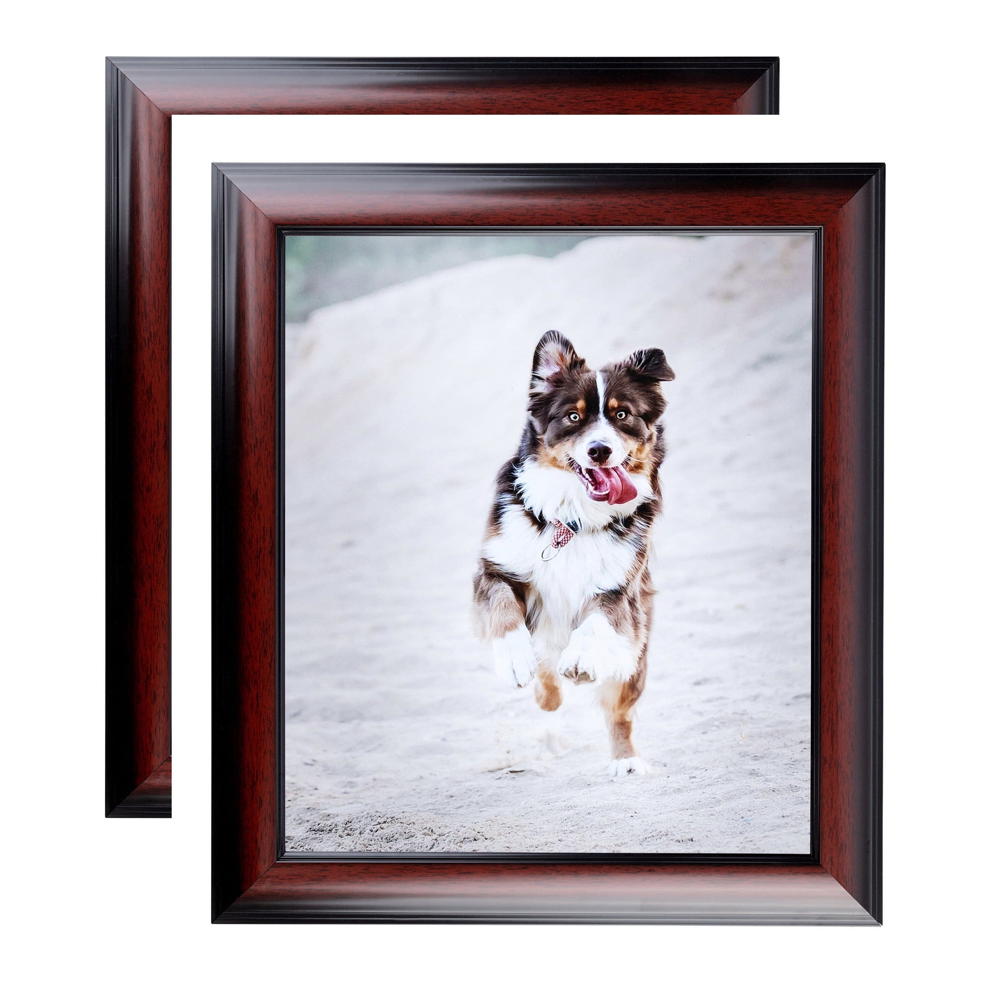 ArtToFrames 18" x 24" Honors Mahogany with Black Picture Frame, 18x24 inch Brown Wood Poster Frame (WOM-5154), 2 Pack
