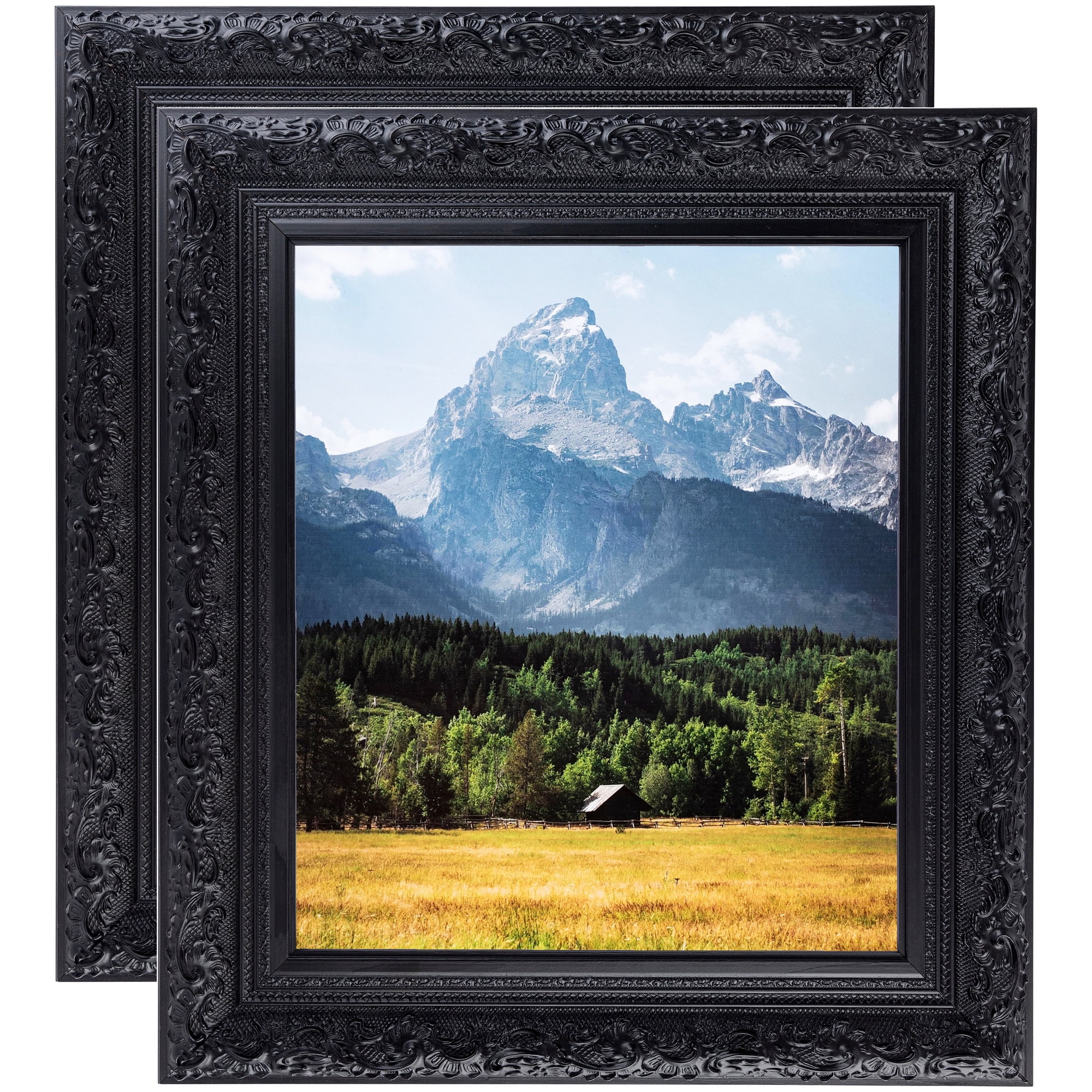 ArtToFrames 18" x 24" Majestic Black Picture Frame, 18x24 inch Black Wood Poster Frame (WOM-5120), 2 Pack