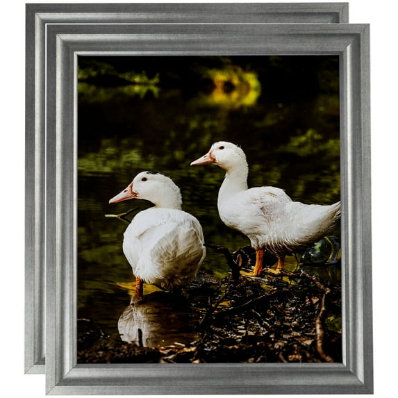ArtToFrames 18" x 24" Muted Cold Silver Picture Frame, 18x24 inch Silver MDF Poster Frame (WOM-4682), 2 Pack