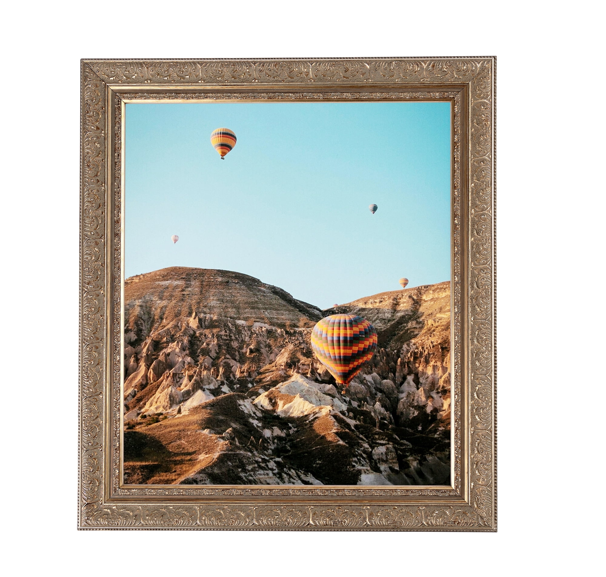 ArtToFrames 18" x 24" Ornate Silver with Bead Picture Frame, 18x24 inch Silver Wood Poster Frame (WOM-5076)