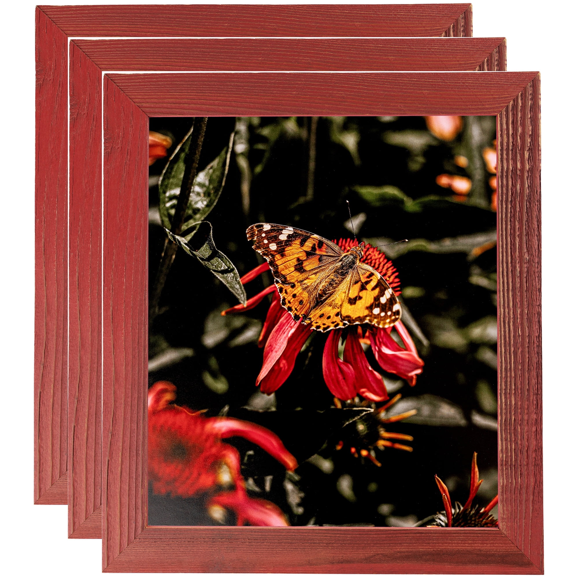 ArtToFrames 18" x 24" Real Reclaimed Red Barnwood Picture Frame, 18x24 inch Red Wood Poster Frame (WOM-4814), 3 Pack