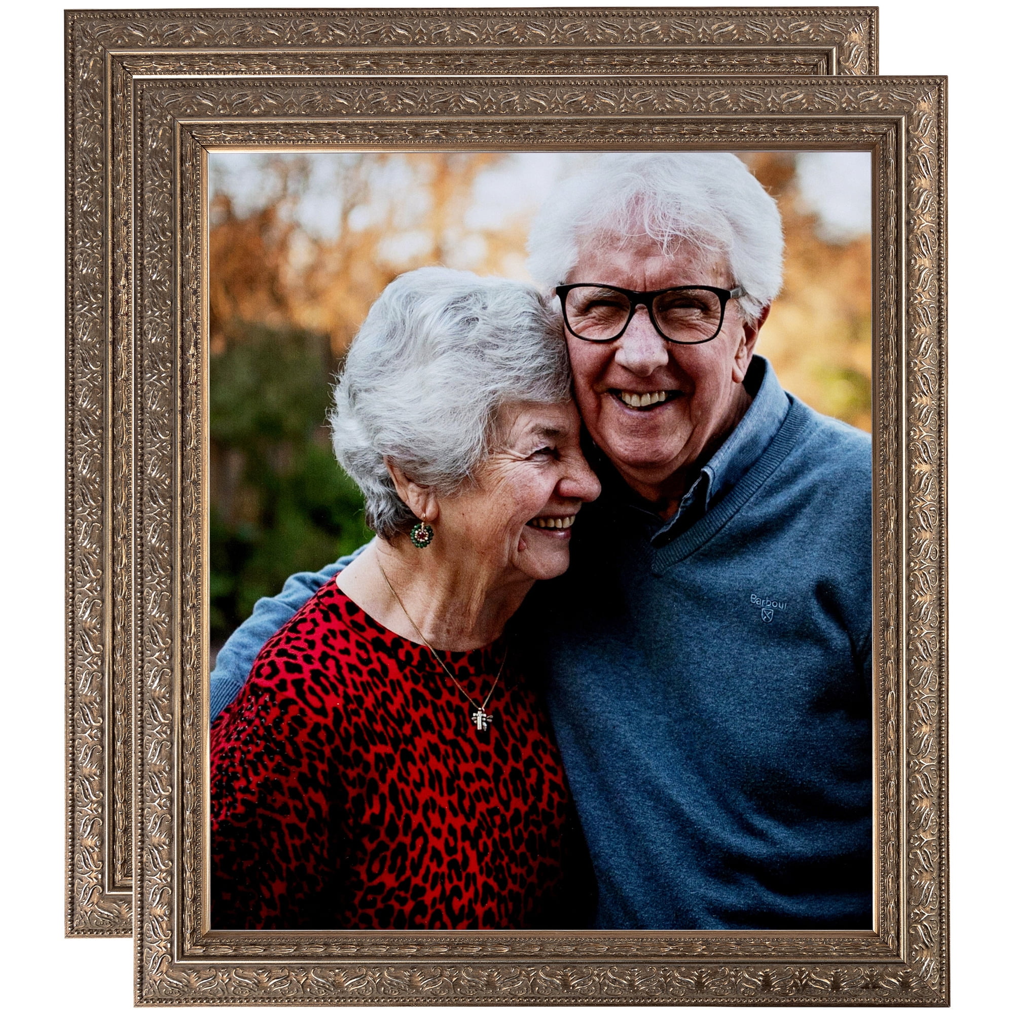 ArtToFrames 18" x 24" Silver Victorian Emboss Picture Frame, 18x24 inch Silver Wood Poster Frame (WOM-5082), 2 Pack