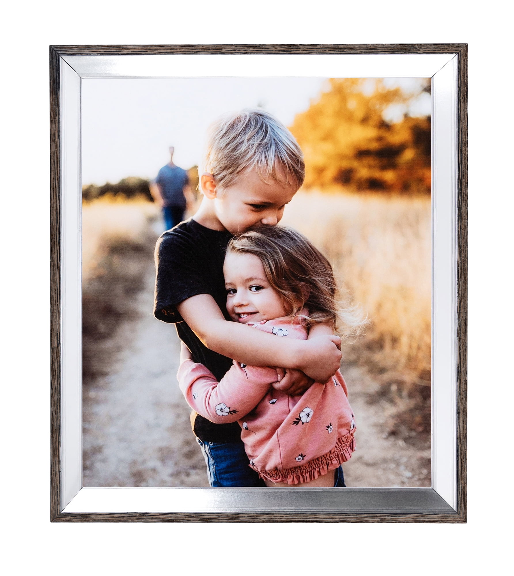 ArtToFrames 18" x 24" Silver with Stained Grey Picture Frame, 18x24 inch Silver Wood Poster Frame (WOM-4767), 1 Pack
