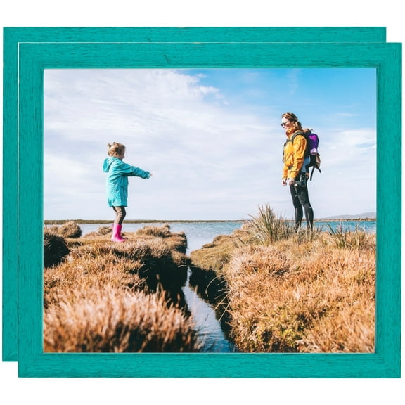 ArtToFrames 18" x 36" Aqua Picture Frame, 18x36 inch Green Wood Poster Frame (WOM-4428), 2 Pack