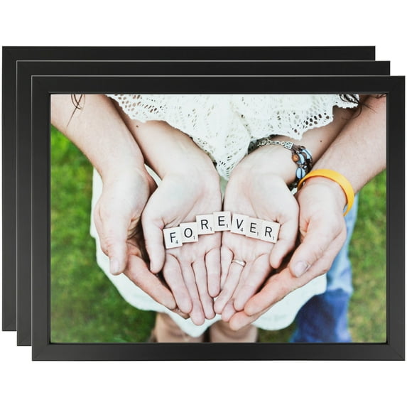 ArtToFrames 18" x 36" Satin Black Picture Frame, 18x36 inch Black Wood Poster Frame (WOM-1451), 3 Pack