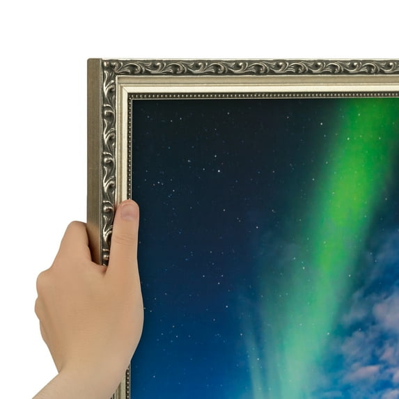 ArtToFrames 18" x 38" Silver Compo Dark Wash Picture Frame, 18x38 inch Silver Wood Poster Frame (WOM-5227), Pack