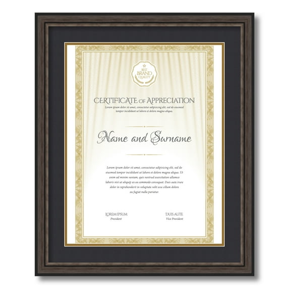 ArtToFrames 18x14 inch Diploma Frame - Framed in Grey and Black Frame with Black and Gold Mats, Comes with Regular Plexi Glass and Sawtooth Hanger for Wall Hanging (D-4448-18x14)