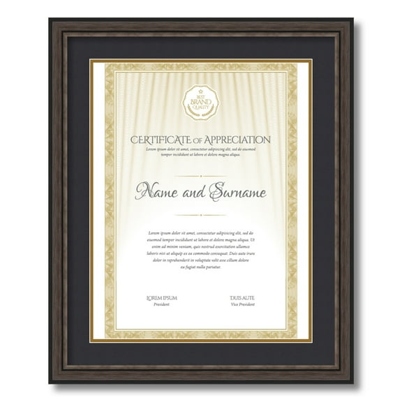 ArtToFrames 18x14 inch Diploma Frame - Framed in Grey and Black Frame with Black and Gold Mats, Comes with Regular Plexi Glass and Sawtooth Hanger for Wall Hanging (D-4448-18x14)