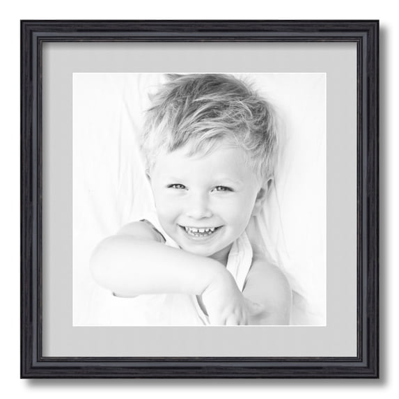 ArtToFrames 18x18" Matted Picture Frame with 14x14" Single Mat Photo Opening Framed in 1.25" Black Stain on Solid Red Oak and 2" Candlewick Mat (FWM-4083-18x18)