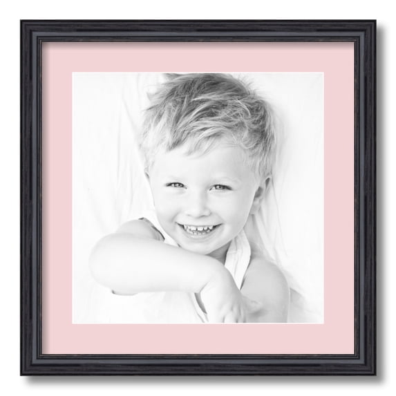 ArtToFrames 18x18 Matted Picture Frame with 14x14 Single Mat Photo Opening Framed in 1.25 Black Stain on Solid Red Oak and 2 Hollyhock Mat (FWM-4083-18x18)