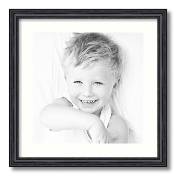 ArtToFrames 18x18 Matted Picture Frame with 14x14 Single Mat Photo Opening Framed in 1.25 Black Stain on Solid Red Oak and 2 Light Cream Mat (FWM-4083-18x18)