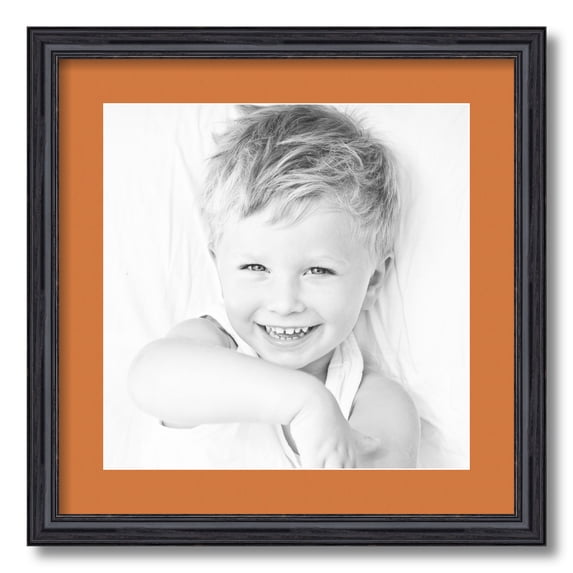 ArtToFrames 18x18" Matted Picture Frame with 14x14" Single Mat Photo Opening Framed in 1.25" Black Stain on Solid Red Oak and 2" Octoberfest Mat (FWM-4083-18x18)