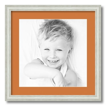 ArtToFrames 18x18" Matted Picture Frame with 14x14" Single Mat Photo Opening Framed in 1.25" Off White Wash on Ash and 2" Octoberfest Mat (FWM-4098-18x18)