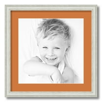 ArtToFrames 18x18" Matted Picture Frame with 14x14" Single Mat Photo Opening Framed in 1.25" Off White Wash on Ash and 2" Octoberfest Mat (FWM-4098-18x18)