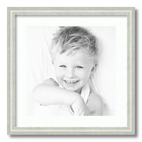 ArtToFrames 18x18 Matted Picture Frame with 14x14 Single Mat Photo Opening Framed in 1.25 Off White Wash on Ash and 2 Super White Mat (FWM-4098-18x18)