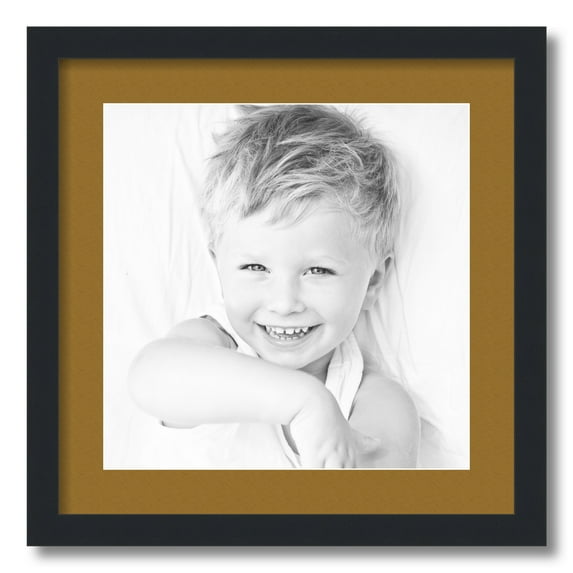 ArtToFrames 18x18" Matted Picture Frame with 14x14" Single Mat Photo Opening Framed in 1.25" Satin Black and 2" El Dorado Mat (FWM-3926-18x18)