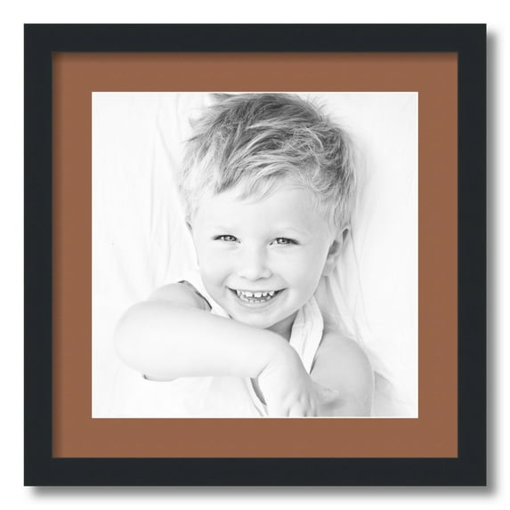 ArtToFrames 18x18" Matted Picture Frame with 14x14" Single Mat Photo Opening Framed in 1.25" Satin Black and 2" Paloma Mat (FWM-3926-18x18)